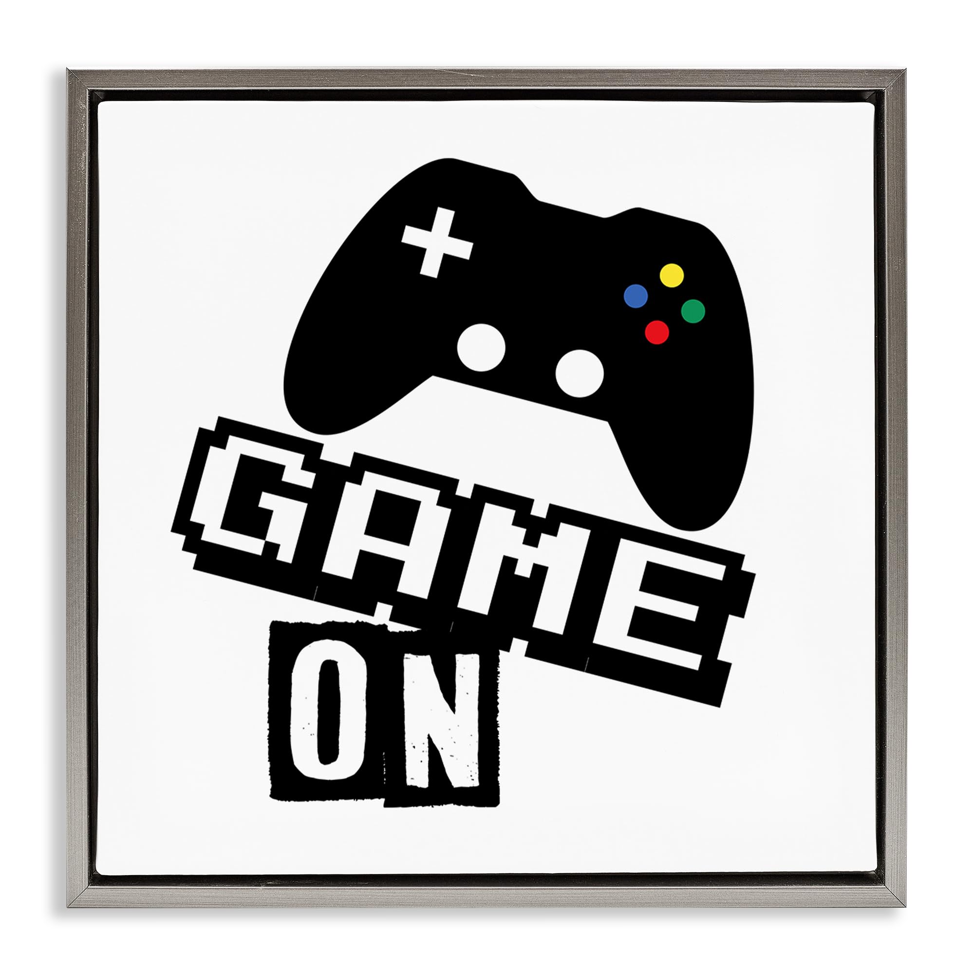 Stupell Industries Game On Pixel Gamer 'Playful Game On', Floating Frame Canvas Art, Gray, 18 X 18 Inches, Easy To Hang And Sturdy, Made In Usa, By Marcus Prime