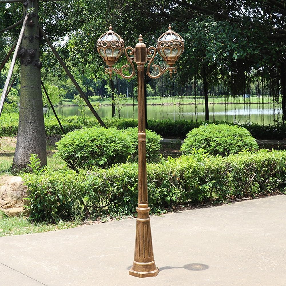 Genérico Farola tradicional de poste alto de 2 luces con cristal globo