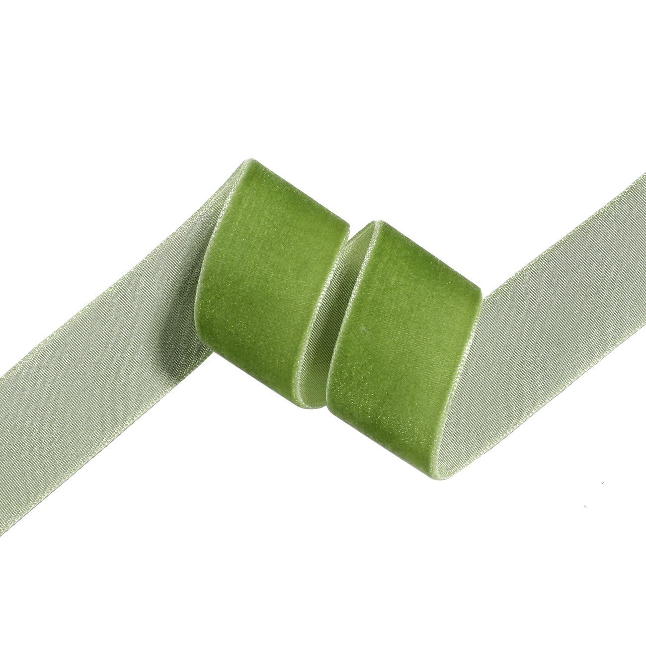 Velvet Piping Cord & Flat Velvet Ribbon Trim 5 Meter, Velour Sewing Trim for Upholstery, Cushion, Dressmaking & Craft, 10mm 19mm 25mm Width, 16 Colours [Moss Green, 5mts (19mm Flat Ribbon)]