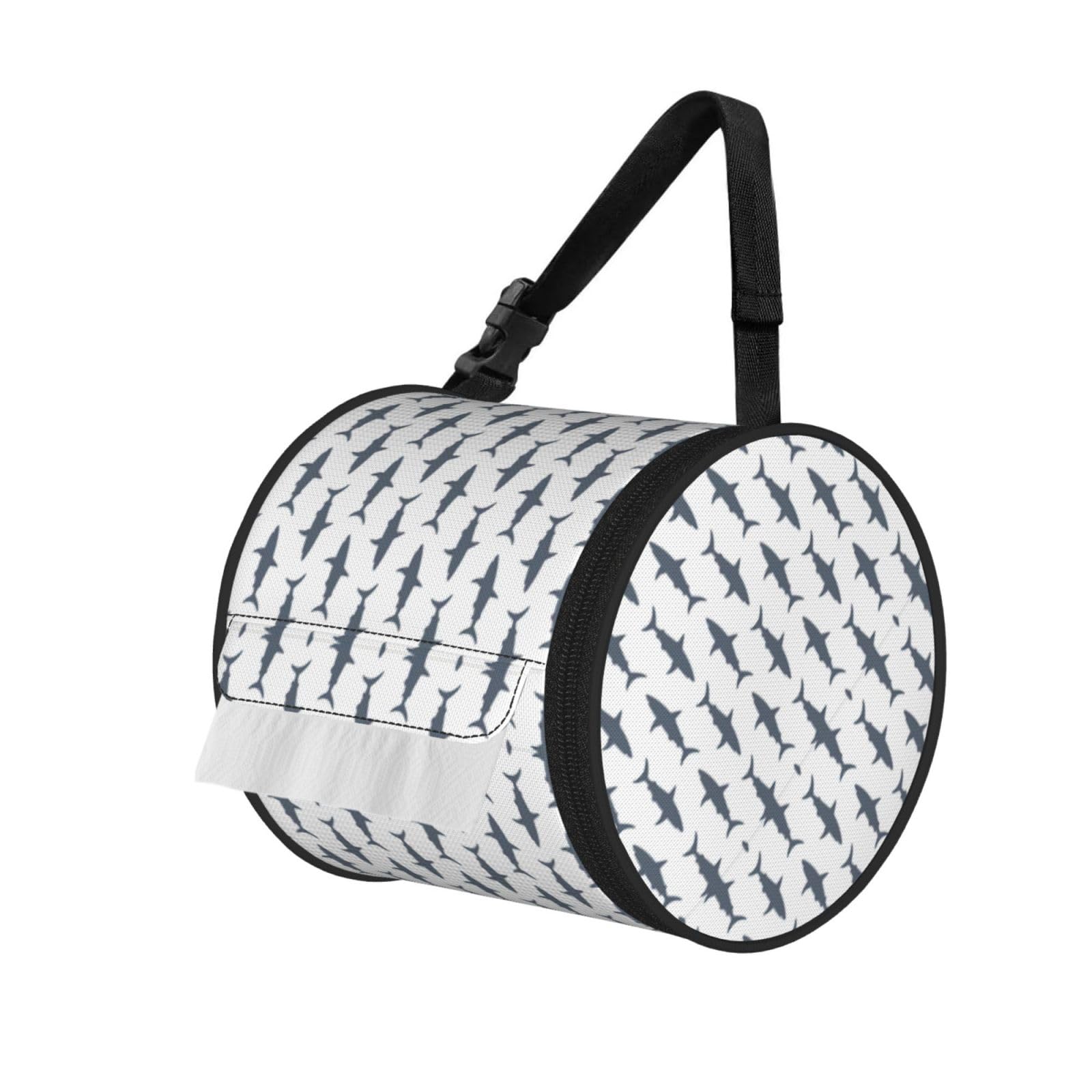 fish and shark Printed Pet-Proof Toilet Roll Bag, Durable Oxford Cloth with Handle for Travel Tent Kitchen