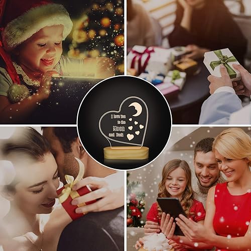 Miniatura 5 de Lámpara de mesa con ilusión 3D "I Love You to the Moon and Back" para niña, ideas románticas para regalos de vacaciones