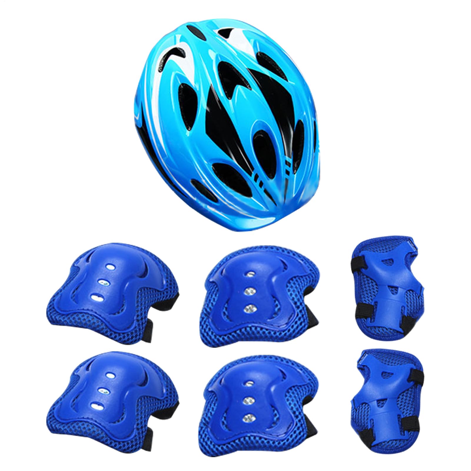Casque et genouillères pour enfants – Casque de protection pour enfants, coudières, genoux, poignets, skateboard, équipement de sécurité sportif réglable pour l'équitation, le patinage, le vélo, la