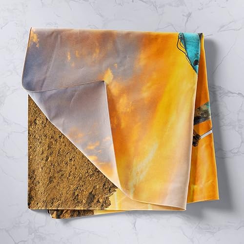 Miniatura 2 de Feelyou Cartoon Construction Excavator Tapestry for Boys Vehicles Truck Car Print Children Wall Hanging Machinery Bulldozer Crane Style Wall Blanket