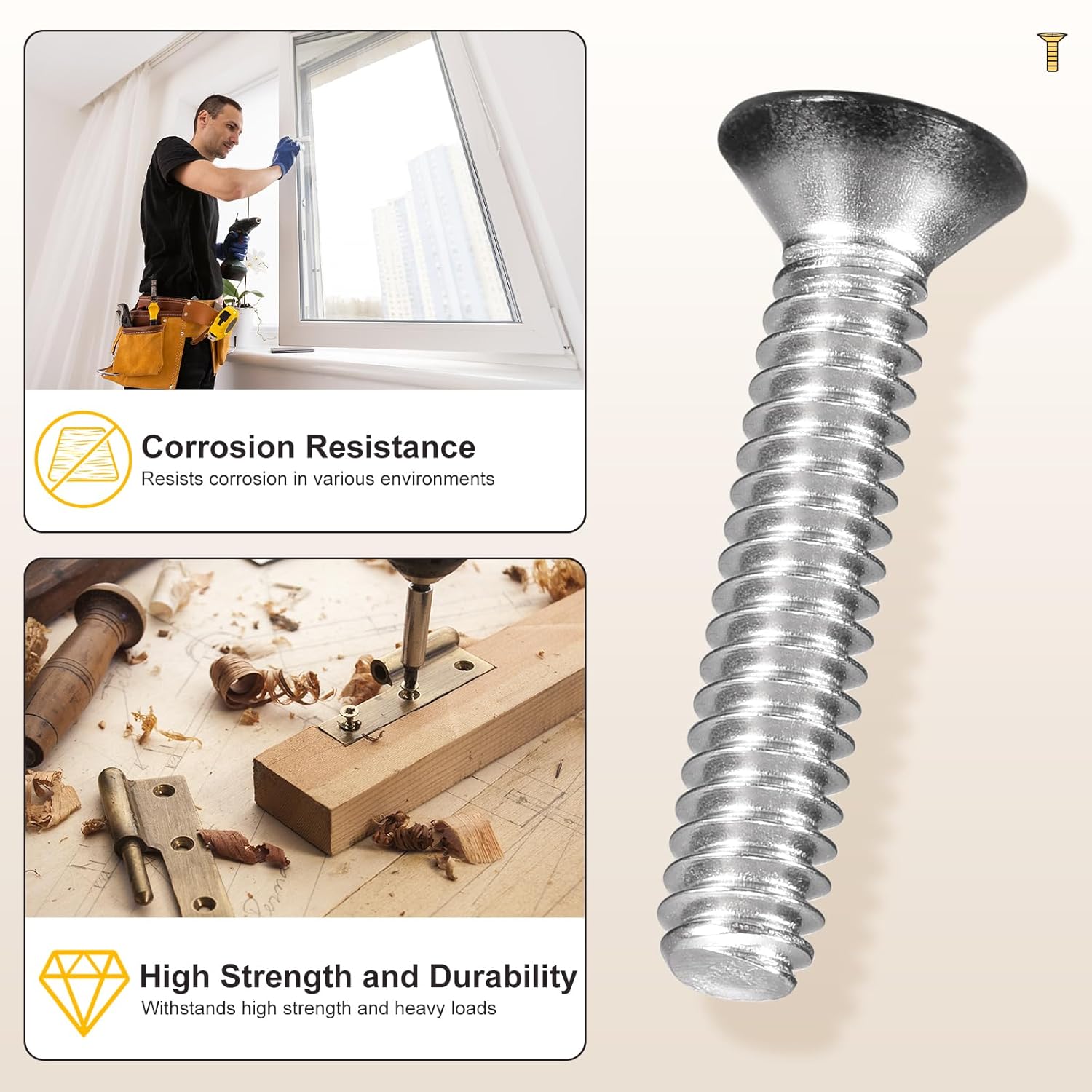 METALLIXITY Phillips Flat Head Machine Screws Bolts (#10-24x2) 100Pcs, Stainless Steel 304 Countersunk Cross Screws - for Household Indoor Maintenance Installment DIY, Black Head