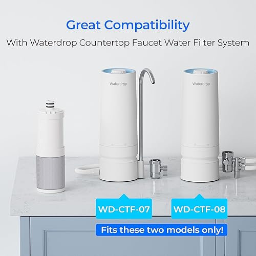 Miniatura 6 de Waterdrop Filtro de agua para encimera, sistema de ultra filtración de 4000 galones y recordatorio de vida del filtro, filtro de repuesto Waterdrop