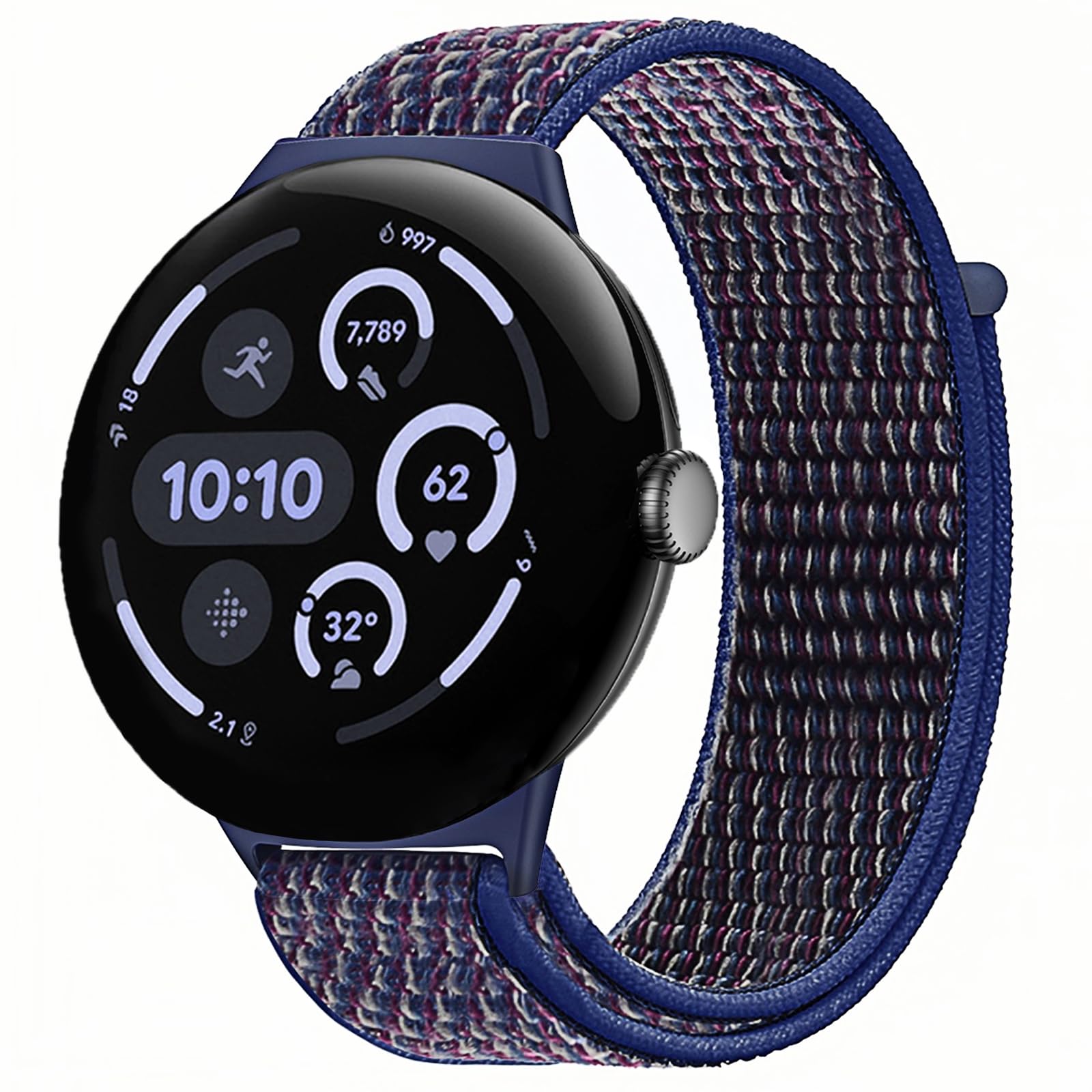 Nylon Sport Bands Compatible for Google Pixel Watch 4/3 (45mm), Soft Braided No Gap Adjustable Strap for Men Women