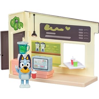 BlueY Blueys Mini Juicer Playset - Includes Figure with Articulated Joints - Helps Make Delicious Juices and Smoothies in Blender - Includes Great Fruit Stickers to Decorate Juice Bar