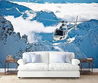Wall Mural Peel and Stick Helicopter Skiing helicopterss Pictures Large Wallpaper Self Adhesive Contact Paper Removable 3D Wall Sticker for Living Room Bedroom 69"x96"