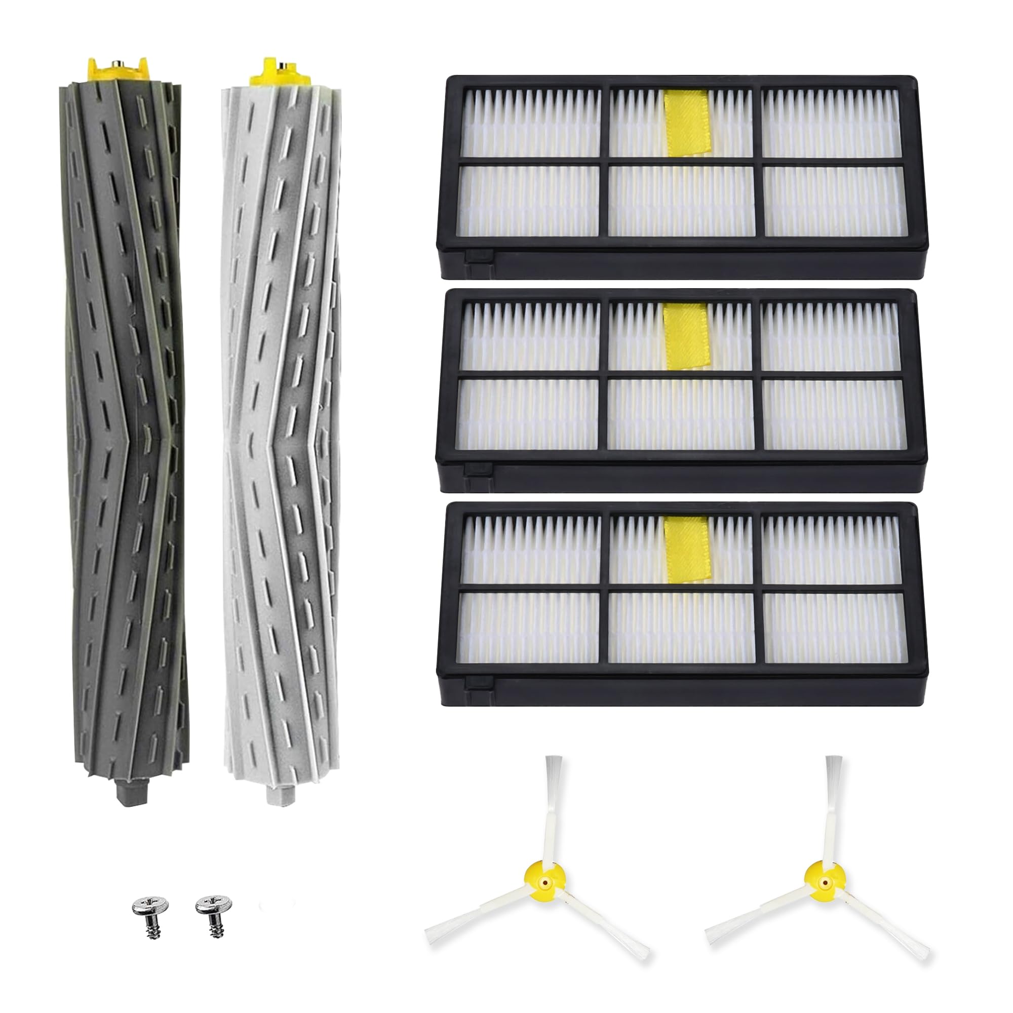 Recambios para Roomba Aspirador repuestos Series 800, 860, 870, 880, 890, 900, 960, 980 - pack Accesorios de 3 filtros, 2 cepillos de goma, 2 cepillos laterales