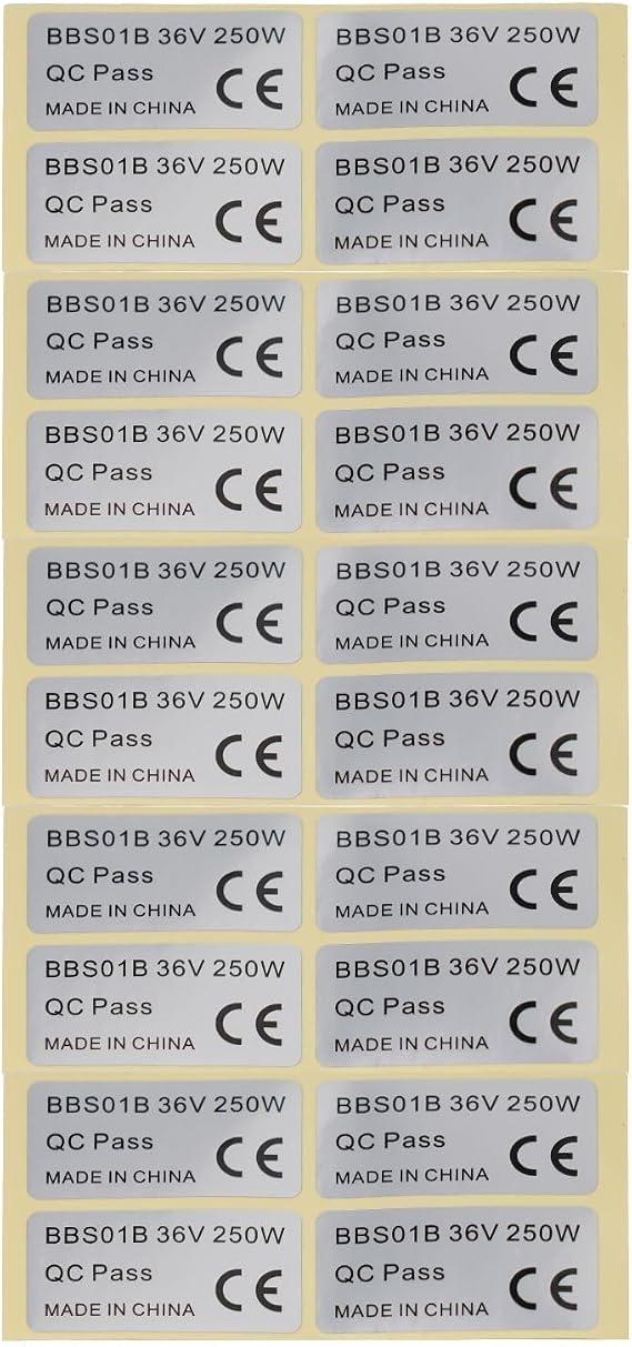 20 Pack Electric Stickers for for bafang Drive Motor, PVC Decal Labels for 36V 250W and 48V 750W Ebikes, Silver Badge Set