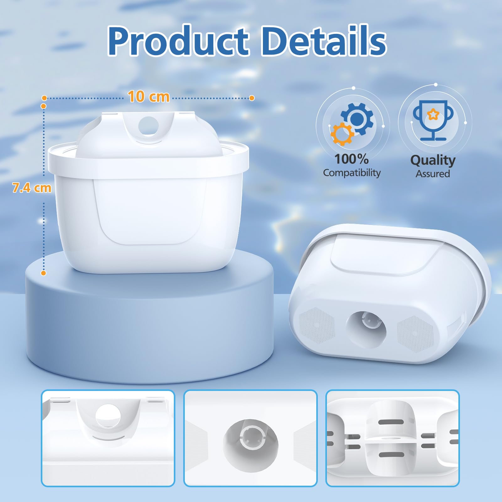isinlive Paquete de 12 cartuchos de filtro de agua de repuesto compatibles con jarra Brita Maxtra+, estilo Brita, tanque de agua Mavea Elemaris XL, filtración de 4 capas