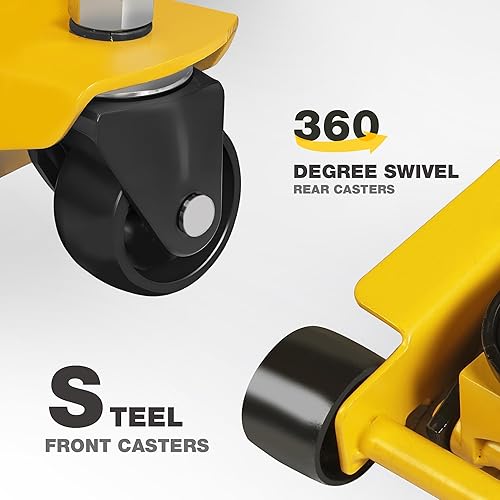 Miniatura 4 de YELLOW JACKET Bomba doble hidráulica de 3 toneladas para elevación rápida del automóvil, gato de servicio de perfil bajo, capacidad de 6600 libras