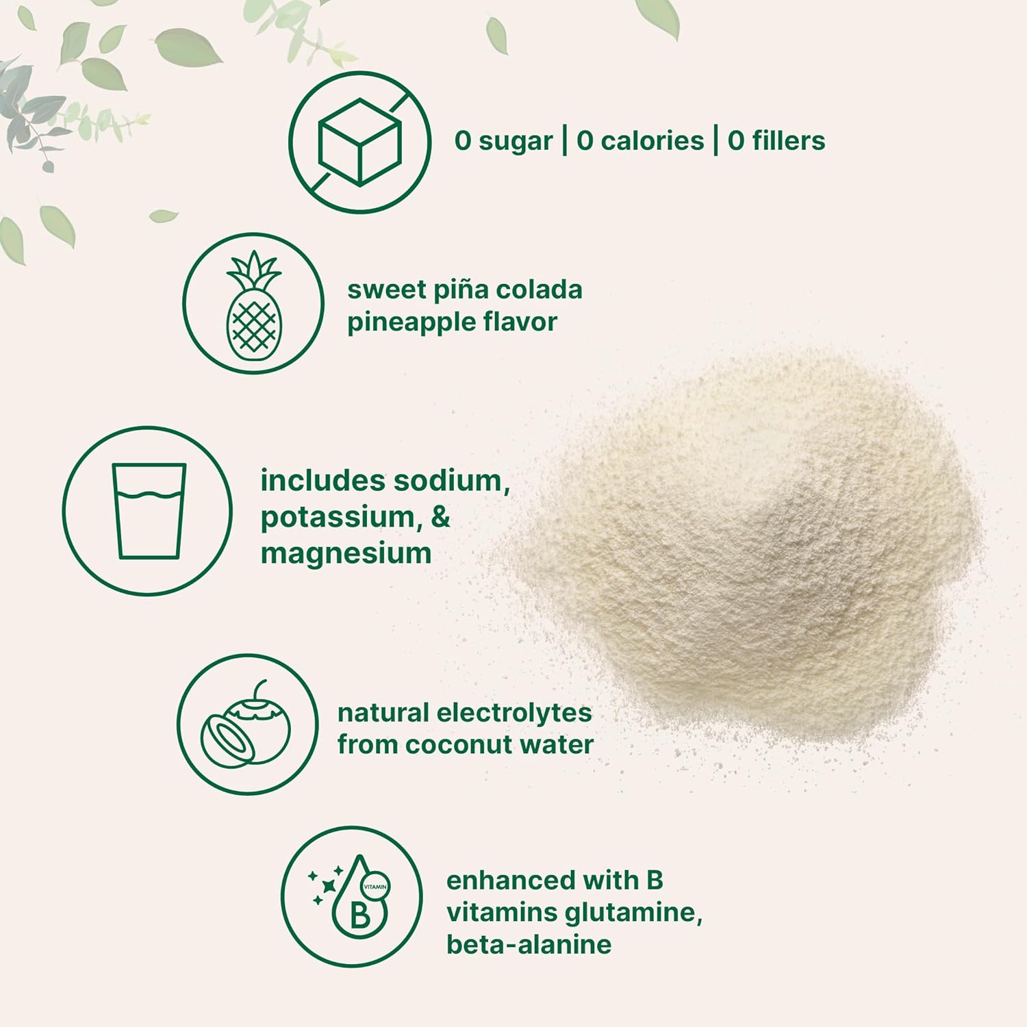 Micro Ingredients Electrolytes Powder, 2 lbs | 95 Servings | Sugar Free Workout Hydration | Potassium, Sodium, L-Glutamine, Beta-Alanine, & More | Natural Coconut Water | Pineapple Piña Colada Flavor - Image 3