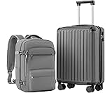 COOLIFE Cabin Suitcase 55X40X20cm + 20L Cabin Backpack(40X25X20cm) for Ryanair & EasyJet, ABS Hard Shell Lightweight, 4 Dual Wheels & TSA Lock - for Europe, Business, Study Abroad | Carry On Suitcase