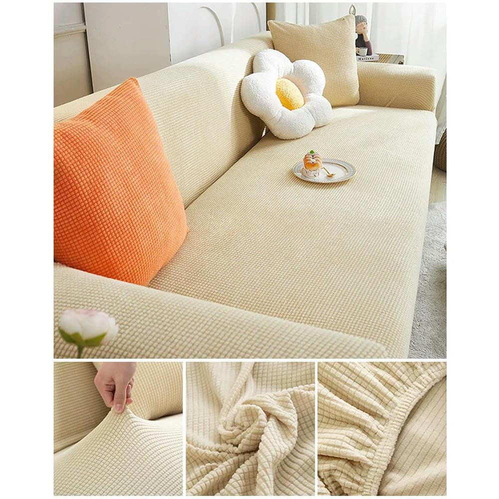 Housse de canapé élastique en peluche extensible 1 2 3 4 5 places lavable