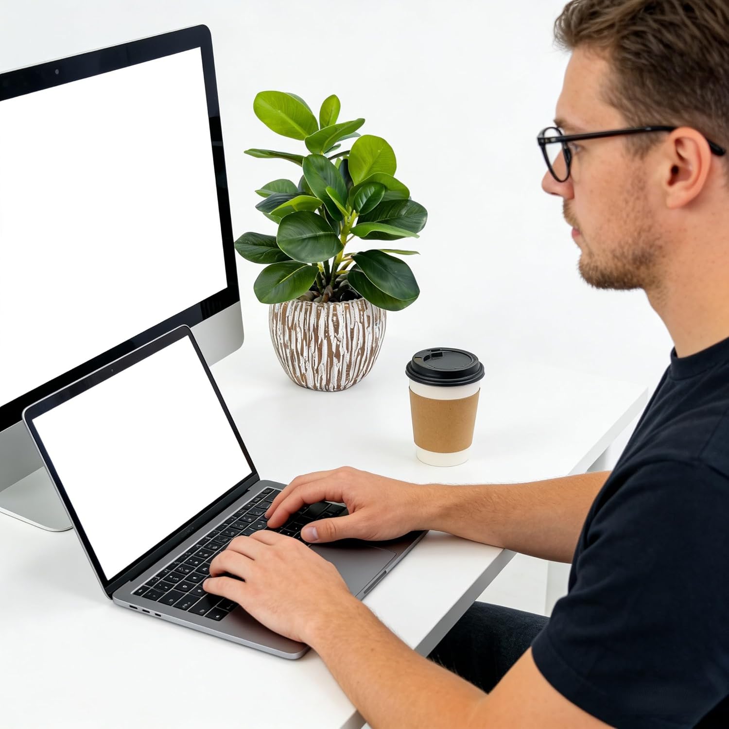 Artificial Potted Plants Life-Like Fake Plant with Farmhouse-Style Cement Planter Feturing Light Wood Tone for Room Bathroom Bedroom Kitchen Office Dese Coffee Table Décor (9inch)