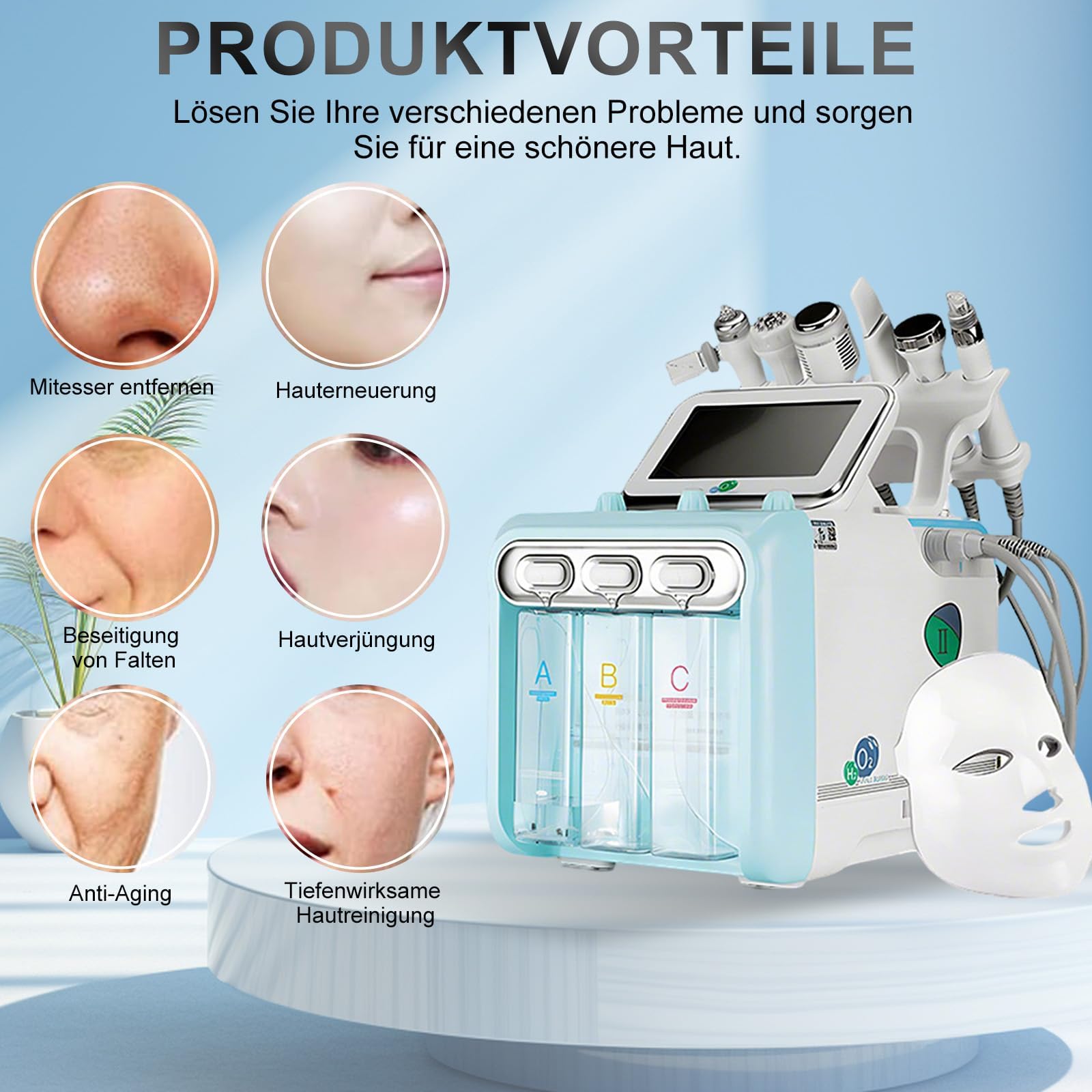 7 in 1 Hydrogen Oxygen Beauty Maschine,Hydrogen Oxygen Beauty Machine mit Maske,Multifunctional Hydra Face Care Device Deep clear SPA Beauty Machine Best for Salons/Parlour & Skin Clinics