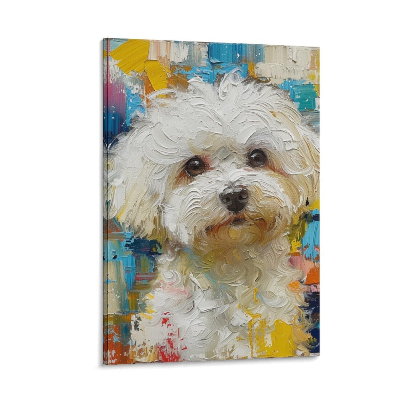 DHBANEIOK Maltese Dog Art - The Canvas Prints of Reproduction Artwork Pictures on Canvas Wall Art for Home Office Decorations 16x24inch(40x60cm)