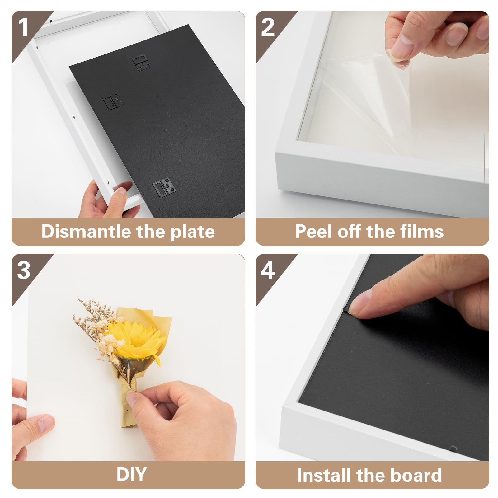 WISYOK Cornice Profonda A3, 43,5 x 31 x 4,5 cm, 3D Ombra Profonda Box per Oggetti, Fiore, Regali, Souvenir (Bianco)