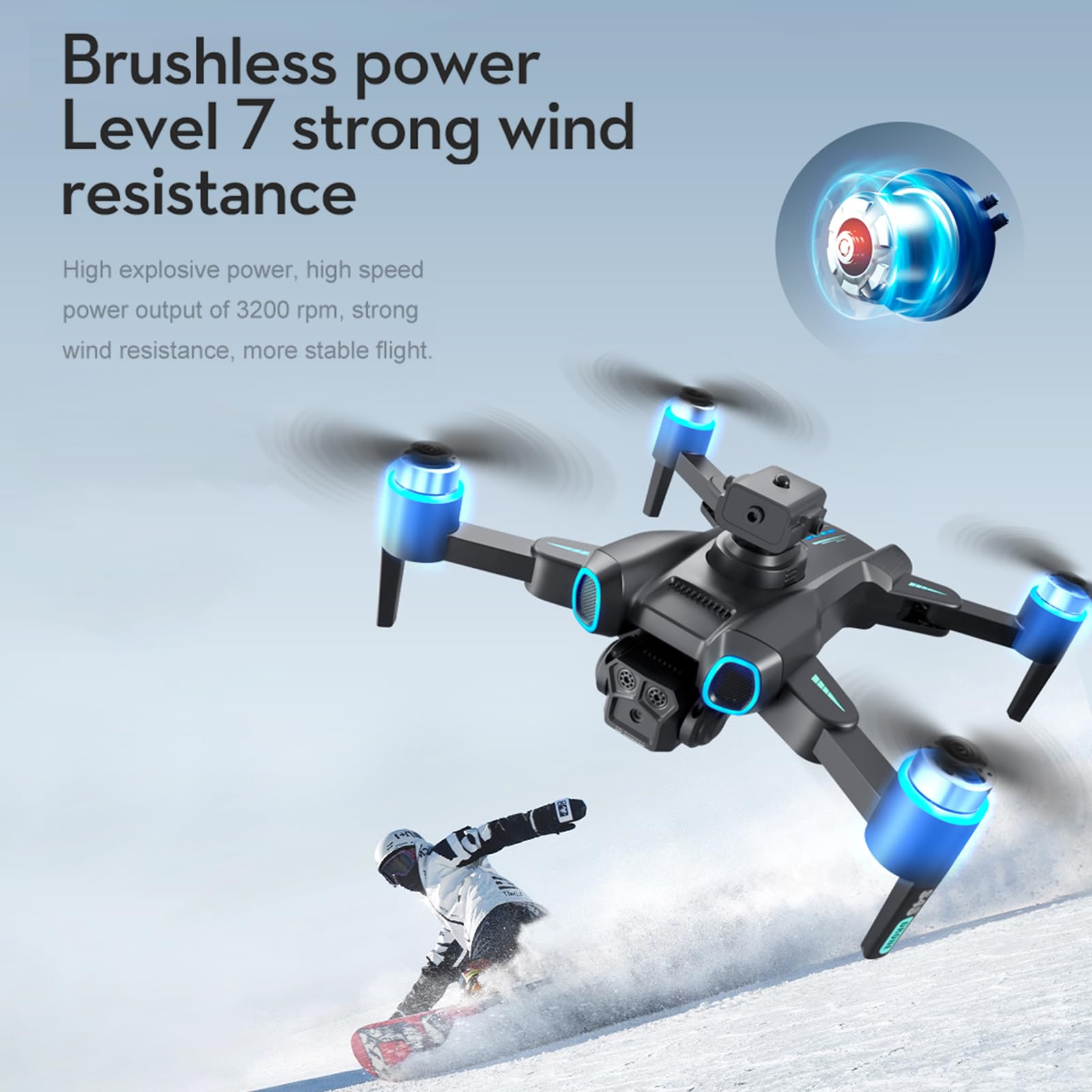 Drone con fotocamera per bambini e adulti, quadricottero pieghevole con controllo motore senza spazzole con ribaltamenti 3D Localizzazione ottica Fotografia gestuale per (Batteria 6K3)
