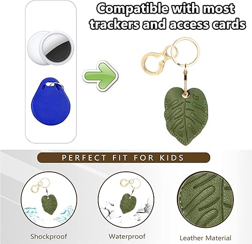 Miniatura 3 de Funda de cuero para llavero compatible con AirTag, bonita cubierta de AirTag con llavero, funda de rastreador GPS para llaves