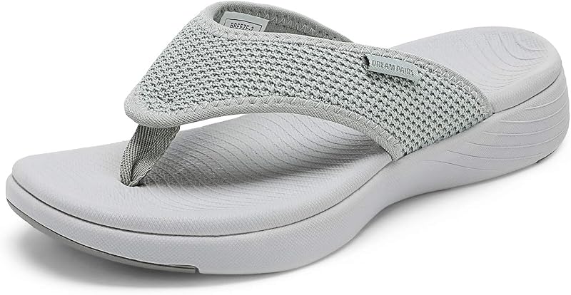DREAM PAIRS Chanclas con cojín de soporte para el arco para mujer | Parte superior ligera y transpirable, suela antideslizante duradera, sandalias de entresuela suaves y cómodas para viajes de verano en la playa