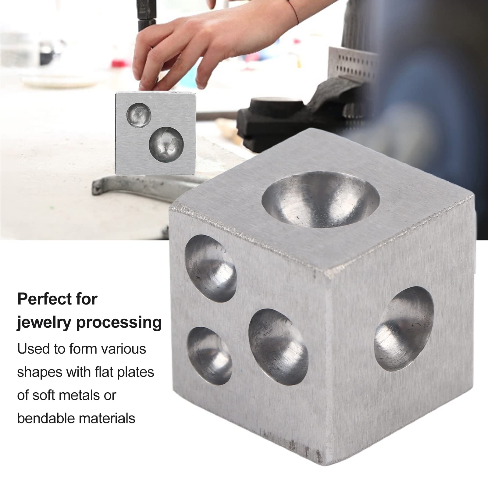 Voluxe Dapping Block, Doming Block Lavorazione di Gioielli per la Produzione di Metalli per gioiellieri per la casa per gioielleria(Incudine a Nido Quadrata da 25 * 25 mm)