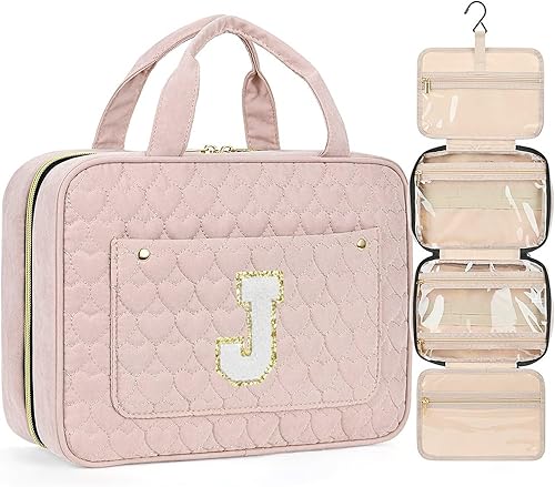 Miniatura 1 de Neceser de viaje para mujer, bolsa de maquillaje rosa personalizada, resistente al agua, organizador portátil para accesorios, juego de cepillos,