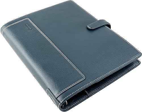 Miniatura 2 de Filofax Holborn - Organizador tamaño A5, azul - Cuero de búfalo de grano completo, seis anillos, con calendario semanal de algodón crema,