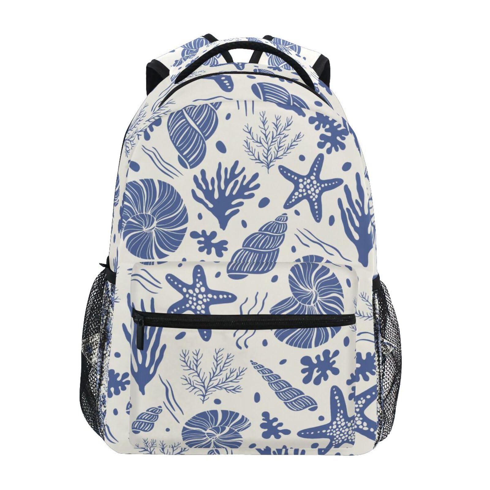 Hezely Coastal Coral School Backpack Bookbags, Athletic Student Laptop Book Bag,Backpack with Side Pockets for Travel, Hiking, Camping