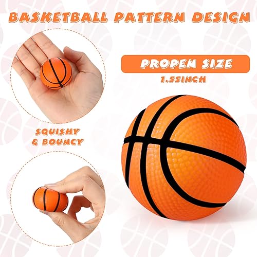 Miniatura 7 de Paquete de 30 mini pelotas de baloncesto para el estrés, mini pelota de baloncesto para fiesta, mini pelota deportiva de espuma, bola para apretar,