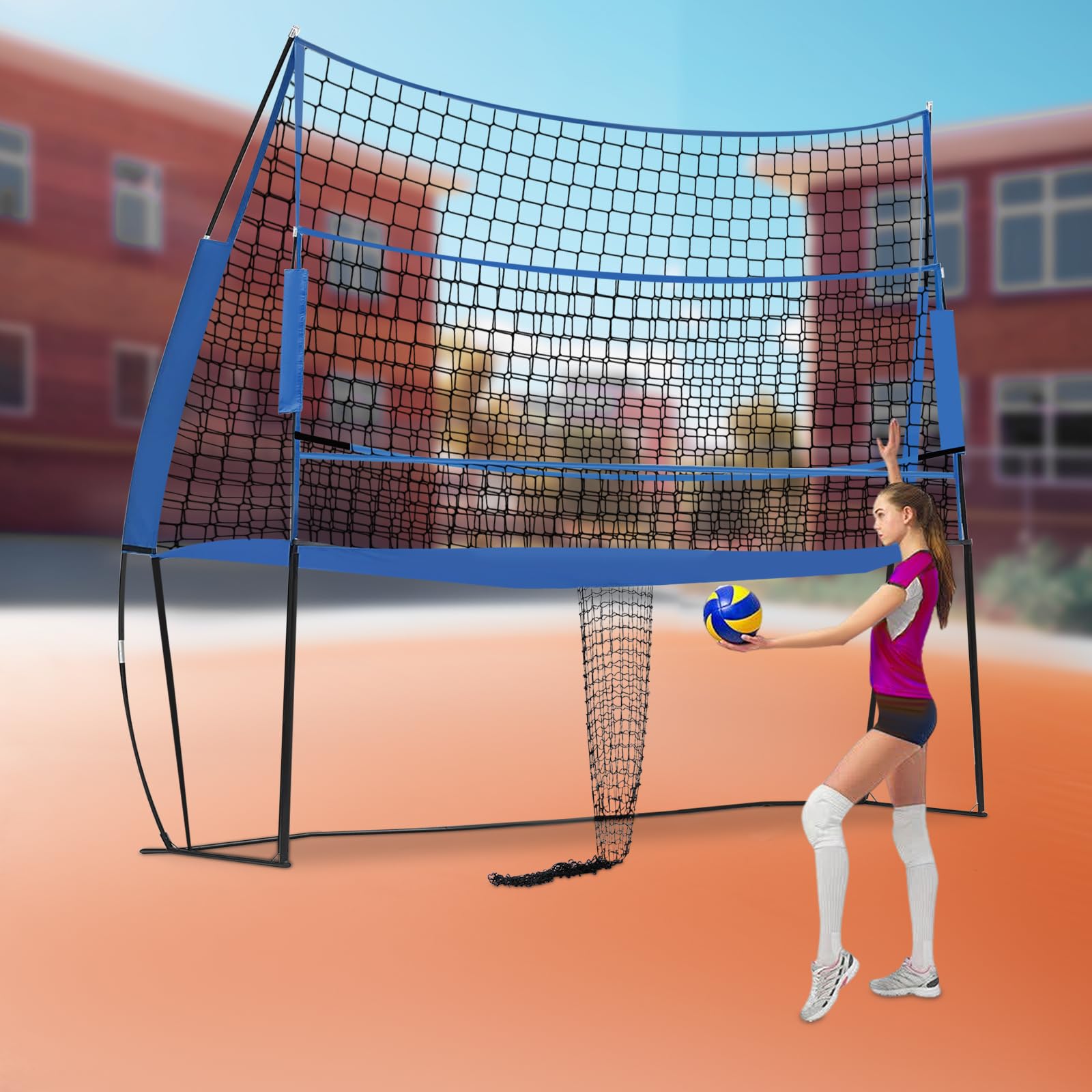 Sistema di rete di allenamento per pallavolo, attrezzatura per esercizi regolabile in altezza, per casa, scuola, parco giochi