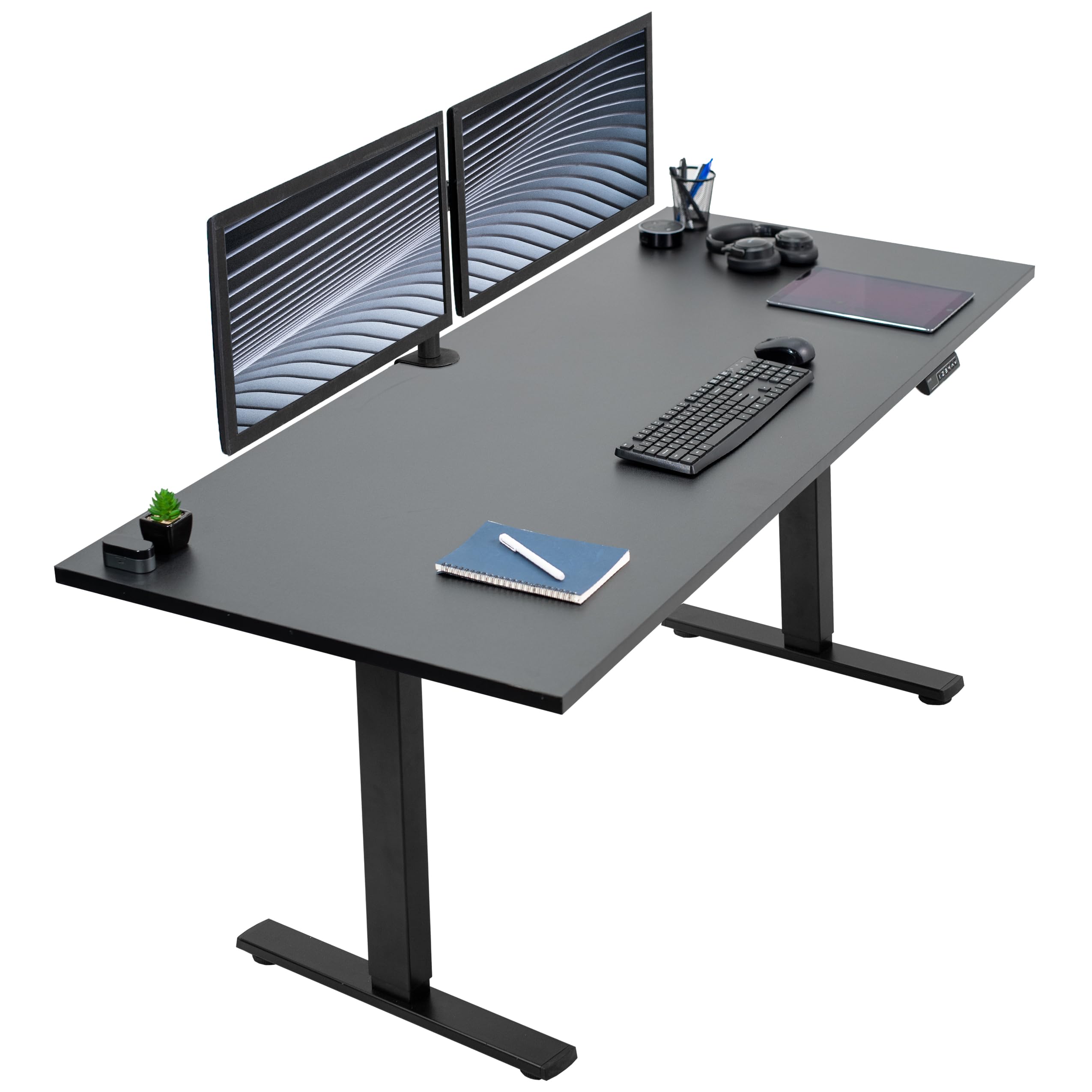 VIVO Electric 71 x 30 in Square Edge Sit Stand Desk Memory Height Adjustment 1B-S Series Holds 220