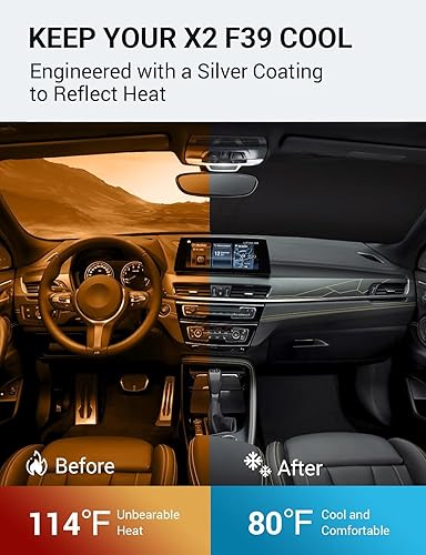 Vista 1013 de Proadsy Parasol para parabrisas para BMW X1 F48 2016-2022 de 4 capas plegable, protector de parasol frontal que bloquea los rayos UV y mantiene