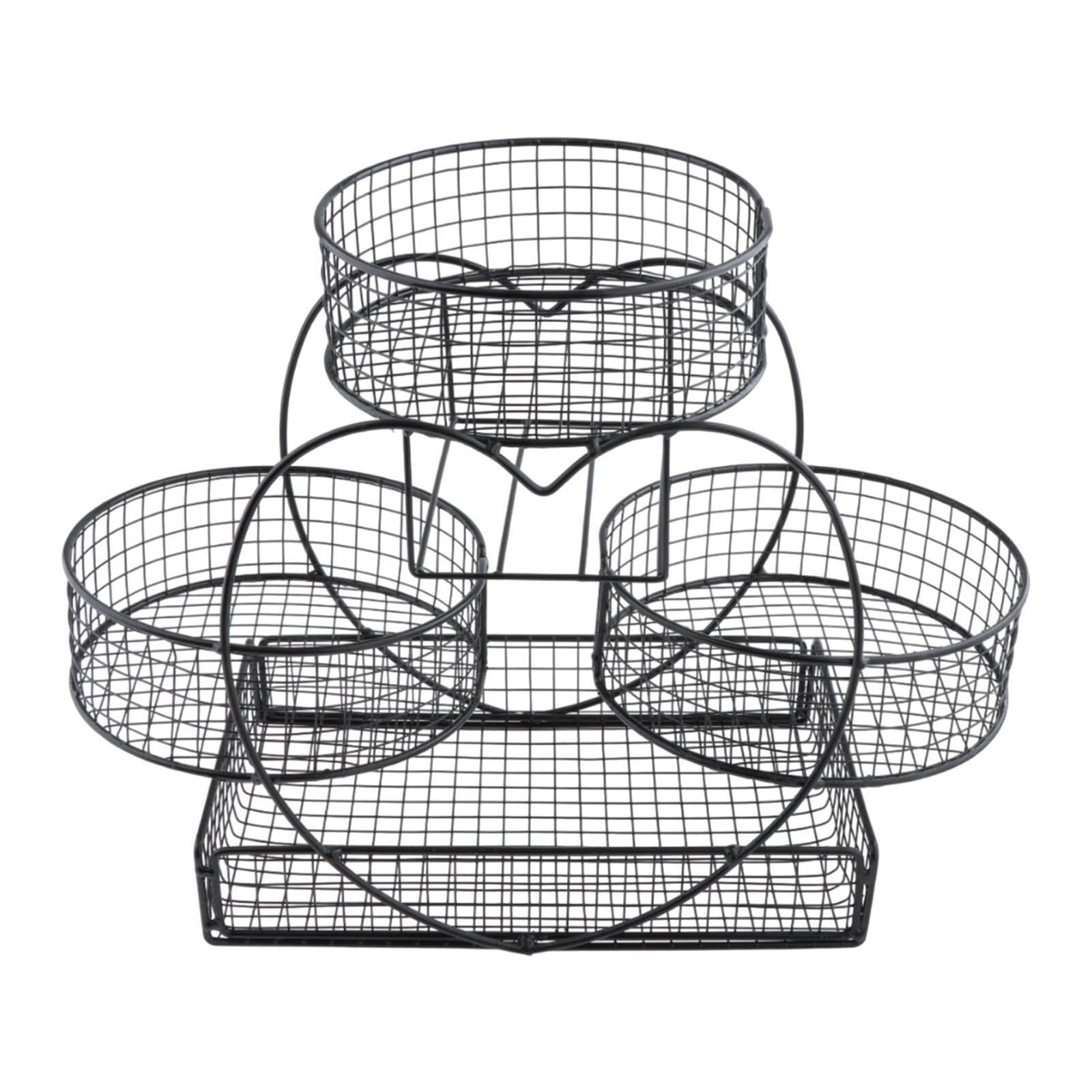 PUXZYAX Practical Multi Tier Iron Basket Organizing Fresh Fruits Delicious Snacks and Whole Vegetables Sturdy and Strong.Wipe to Clean Onion Potato Bread