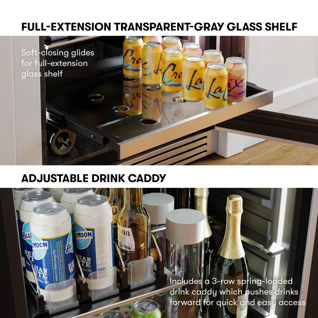 Zephyr 24" Wine Fridge & Beverage Refrigerator Single Zone Under Counter - Mini Wine Cooler Cellars Small Beer Fridge Cabinet Drink Chiller Freestanding Wine Beverage Cooler, 7 Bottles,112 Cans on Fridge.com - View 5