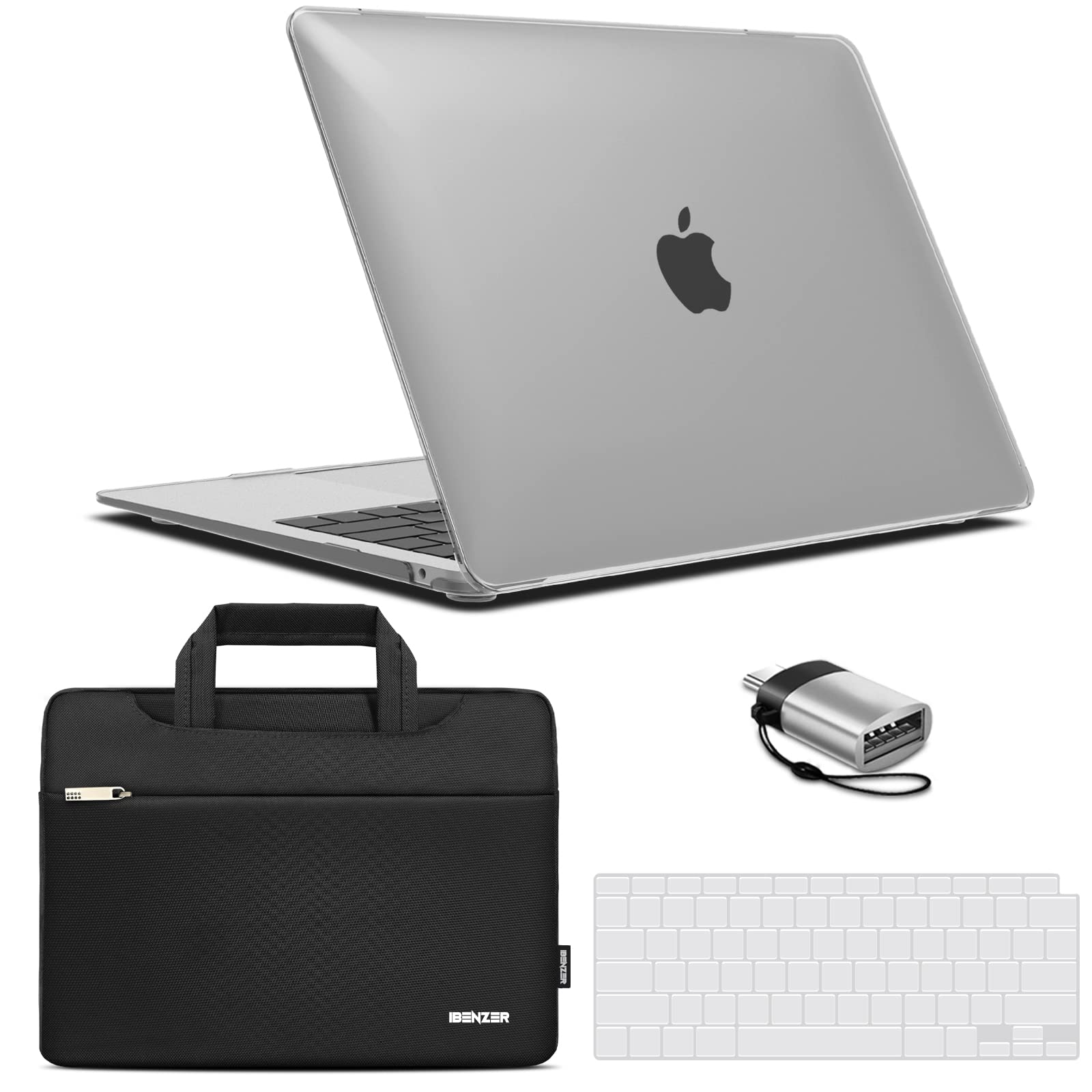 Photo 1 of IBENZER Compatible with New MacBook Air 13 inch Case 2022 2021 2020 M1 A2337 A2179 A1932, Hard Shell Case & Sleeve & Keyboard Cover & Type C for Mac Air 13 with Touch ID, Frost Clear, MAT13-CL+3