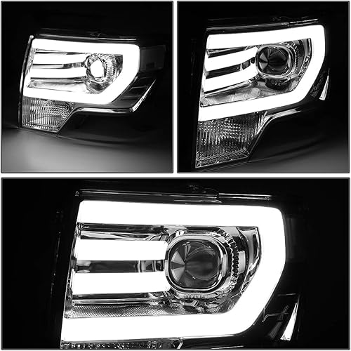 Miniatura 3 de DNA MOTORING HL-3D-F15009-CH-CL1 Faros delanteros de proyector de carcasa cromada con barra de luz LED 3D compatible con 09-14 F150