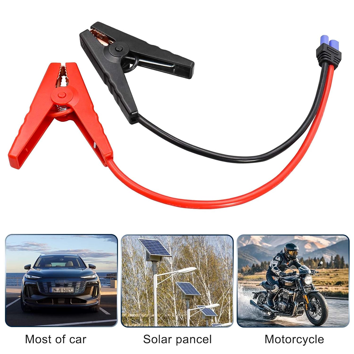 EC5 Emergency Jump Starter Cable for Car with Alligator Clamps, Heavy Duty Automotive Booster Cables for Battery Compatible with 10AWG Silicone Wire for Portable Power Station, Vehicle Battery