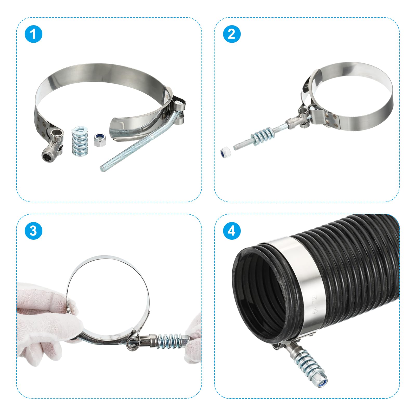 PATIKIL Lot de 4 Colliers de Serrage à Boulon en T Avec Ressort