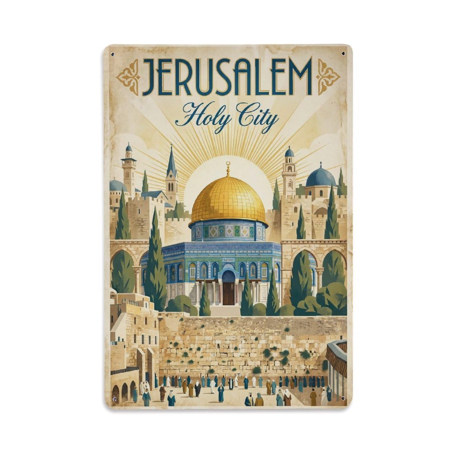Gead 8X12inch Style Vintage Travel Israel Jerusalem Metal Tin Sign