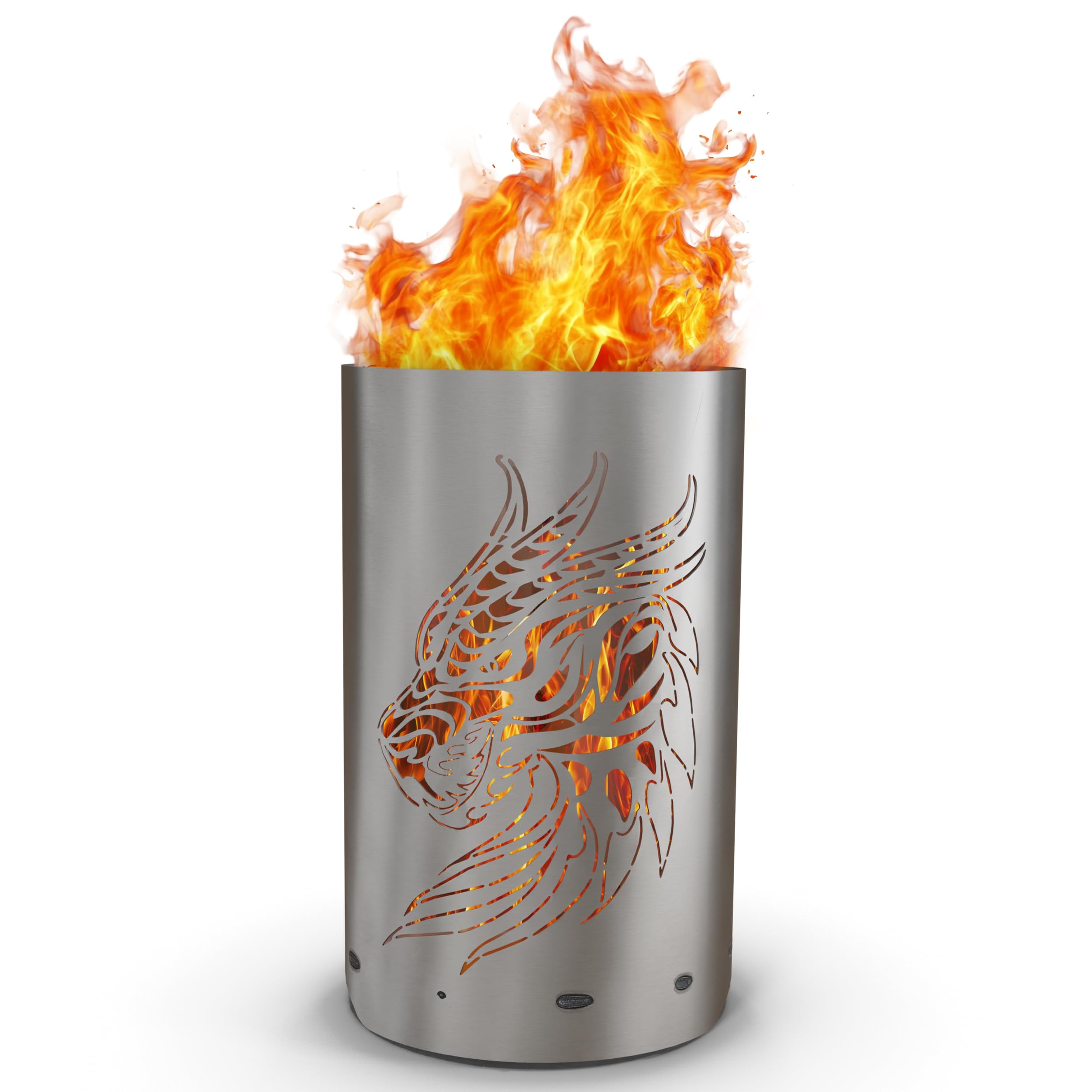 TiKo-Design® Feuertonne Feuerkorb mit Drachen Motiv