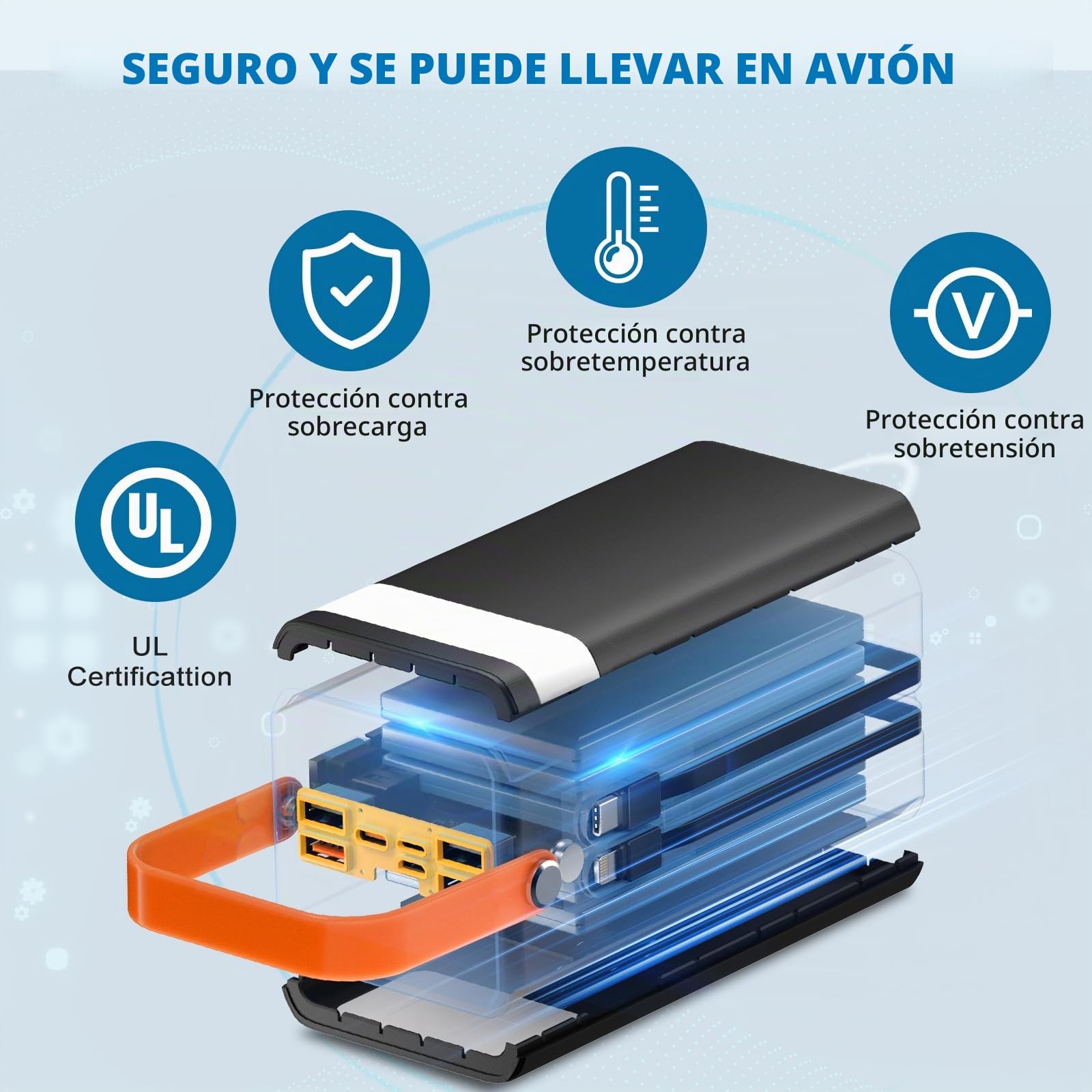 PGYOB Estación de energía portátil, generador de 27,000 mAh para exteriores, cable integrado, batería de respaldo para carga de teléfono, viajes y uso doméstico, camping