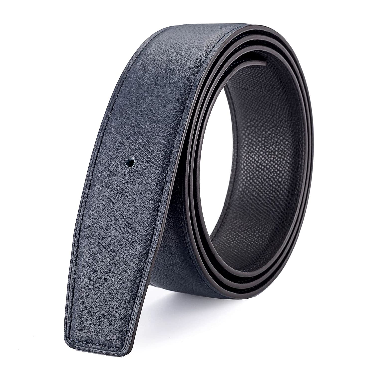 Vatee's Cinturón de repuesto reversible de piel auténtica sin hebilla de 3,8 cm/3,2 cm de ancho, H279 Azul Negro, Small