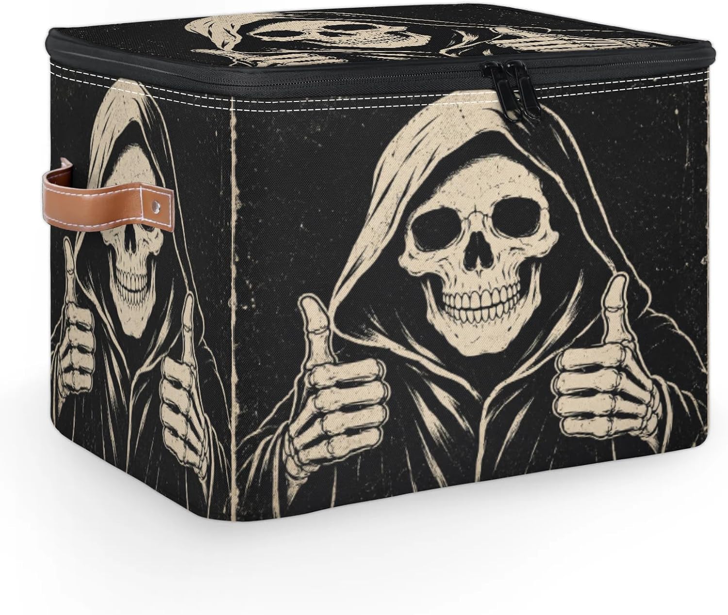 Funny Halloween Skeleton Fabric Storage Bin with Lid