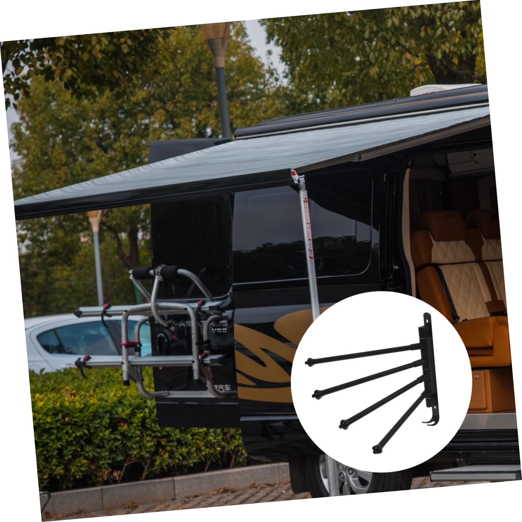 Alipis Wäscheständer Schwarz für Wohnmobil aus Aluminiumlegierung | Hängende Aufbewahrung für Kleidung und Taschen, Starke Stütze für Rv Innenraum, Schlichtes Design