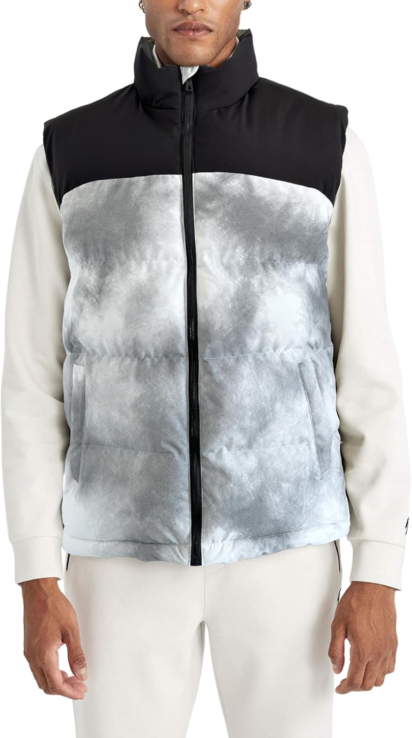 Mens Puffer Vest Winter Warm Puffy Vest Jacket for Men Stand Collar Sleeveless Coat with Pockets Casual Outwear