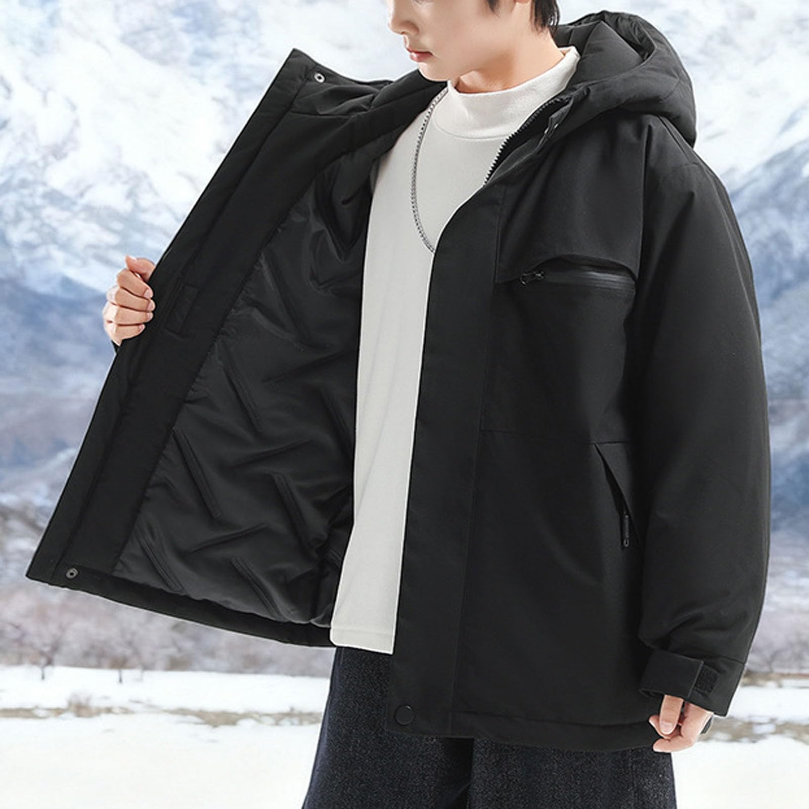 AEGJEGVD Manteau Enfant Garçon Capuche Zippé Duvet Chaud Confort Simple