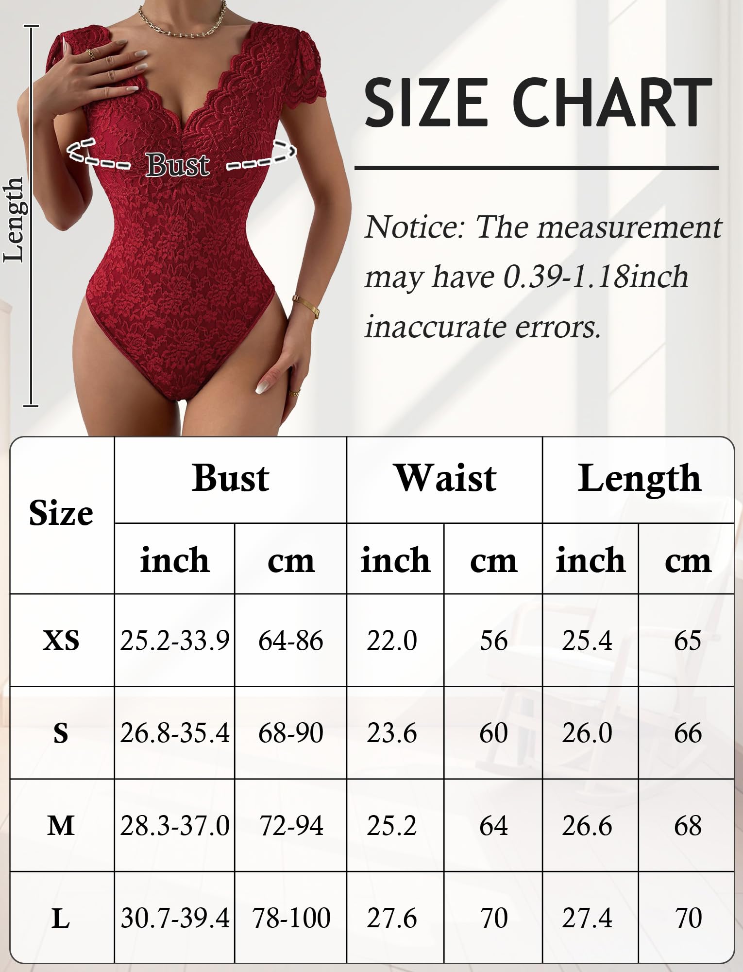 Maeau - Body Transparente Encaje Mujer Cuello en V Profundo Floral Sexy Mono Mangas Corta XS-L