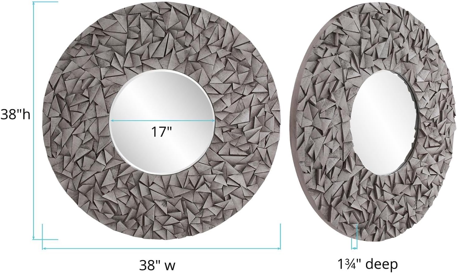 Howard Elliott Collection Pablo Round Hanging Mirror for Wall Decor, Beveled Edges Frame Wall Mounted Mirror, Modern Circular Vanity Mirror for Living Room, Entryway, Bedroom & Bathroom